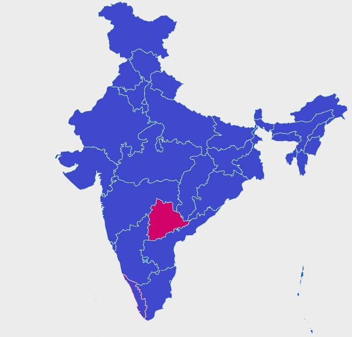 india political map 2022 with telangana